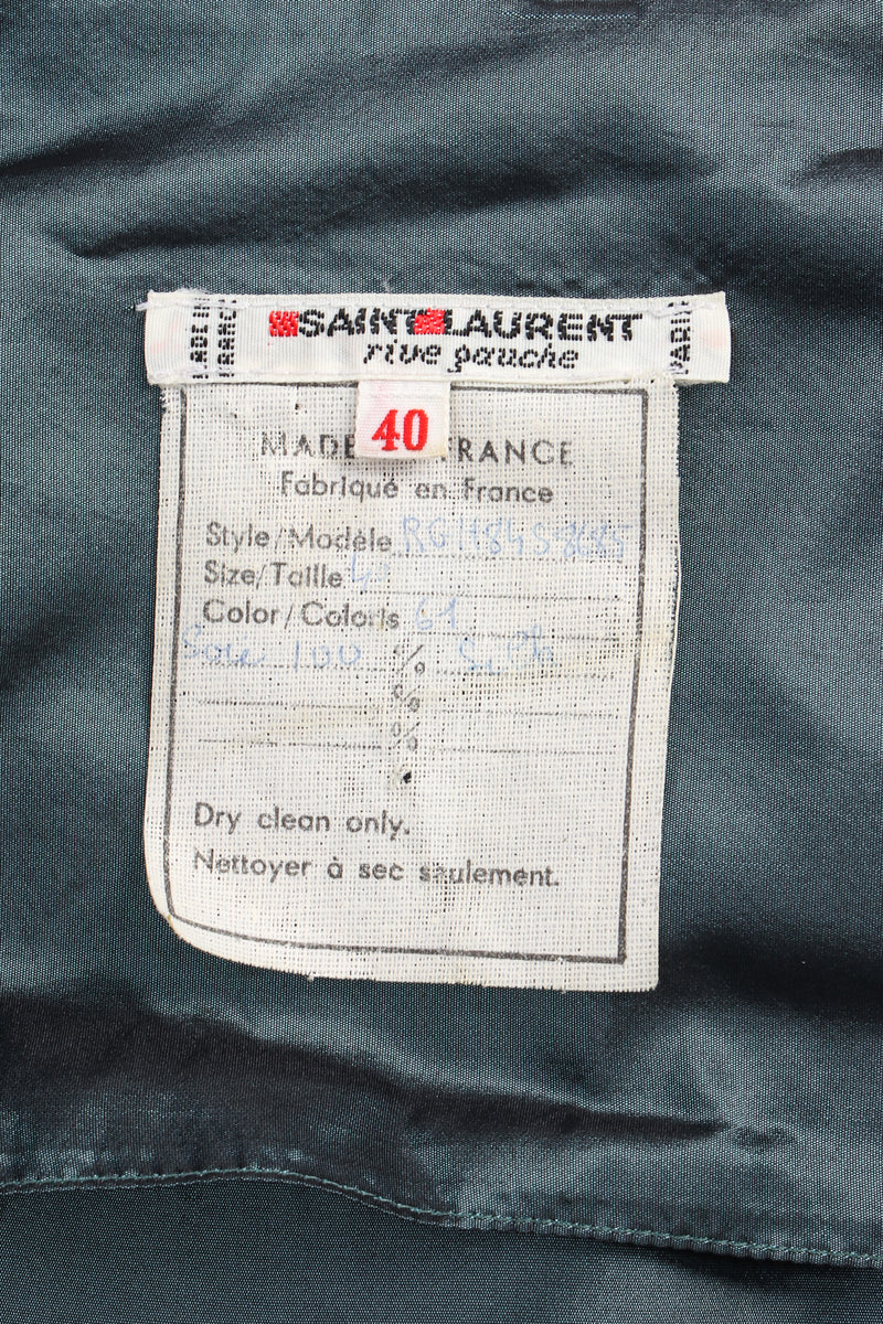 Vintage Saint Laurent Victorian Silk Ruffle Blouse tag @ Recess Los Angeles