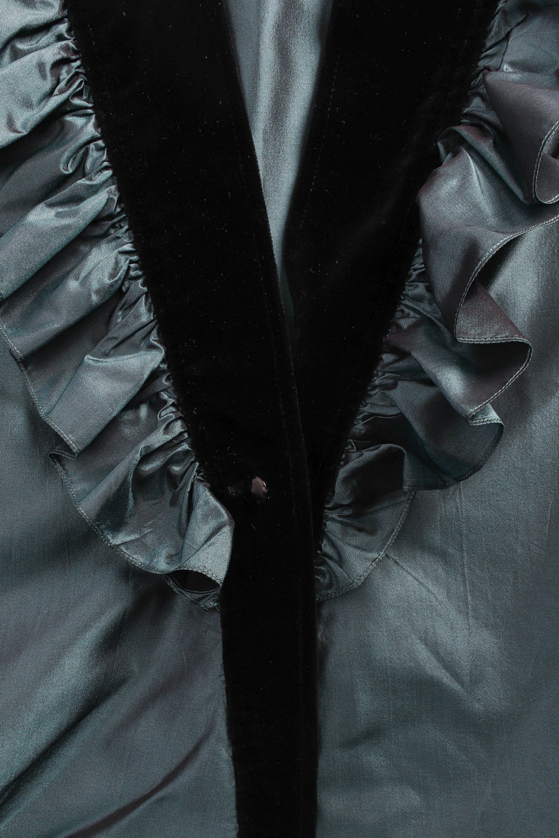 Vintage Saint Laurent Victorian Silk Ruffle Blouse velvet sash/button @ Recess Los Angeles