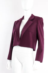 Vintage Yves Saint Laurent YSL Cropped Plum Double Knit Jacket on Mannequin front at Recess LA