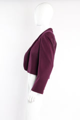 Vintage Yves Saint Laurent YSL Cropped Plum Double Knit Jacket on Mannequin side at Recess LA