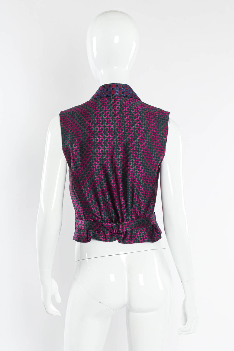 Vintage 90s Yves Saint Laurent Geo Checker Vest & Pant Suit Set mannequin back top @ Recess LA