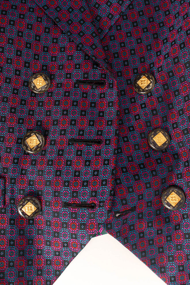 Vintage 90s Yves Saint Laurent Geo Checker Vest & Pant Suit Set glossy vs matte buttons @ Recess LA