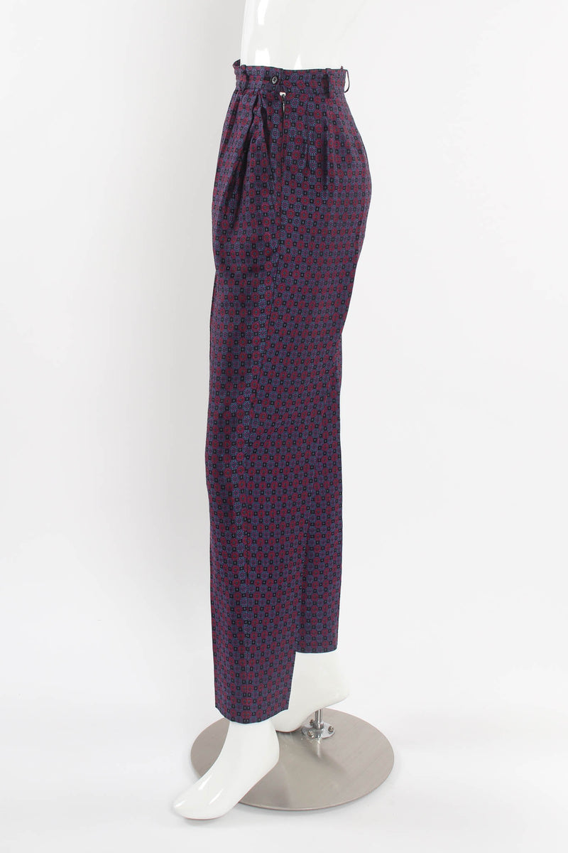 Vintage 90s Yves Saint Laurent Geo Checker Vest & Pant Suit Set mannequin side pant @ Recess LA