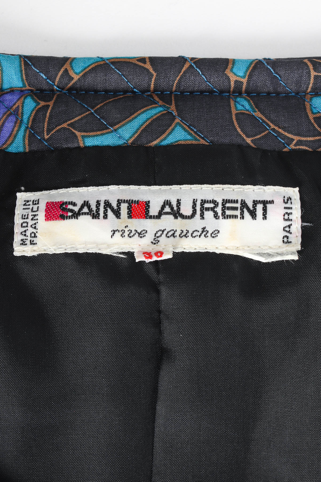 Vintage Saint Laurent 1980s Chrysanthemum Quilted Jacket tag @ Recess LA