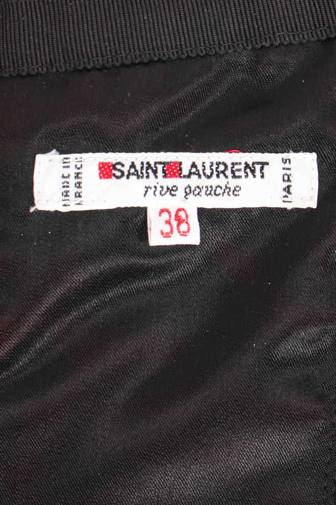Vintage YSL Yves Saint Laurent Velvet Satin Corset label at Recess Los Angeles