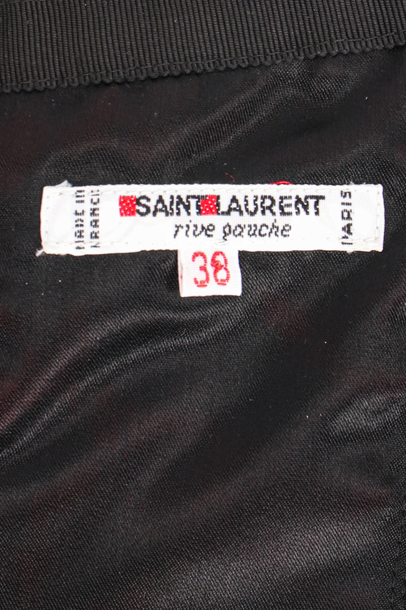 Vintage YSL Yves Saint Laurent Velvet Satin Corset label at Recess Los Angeles