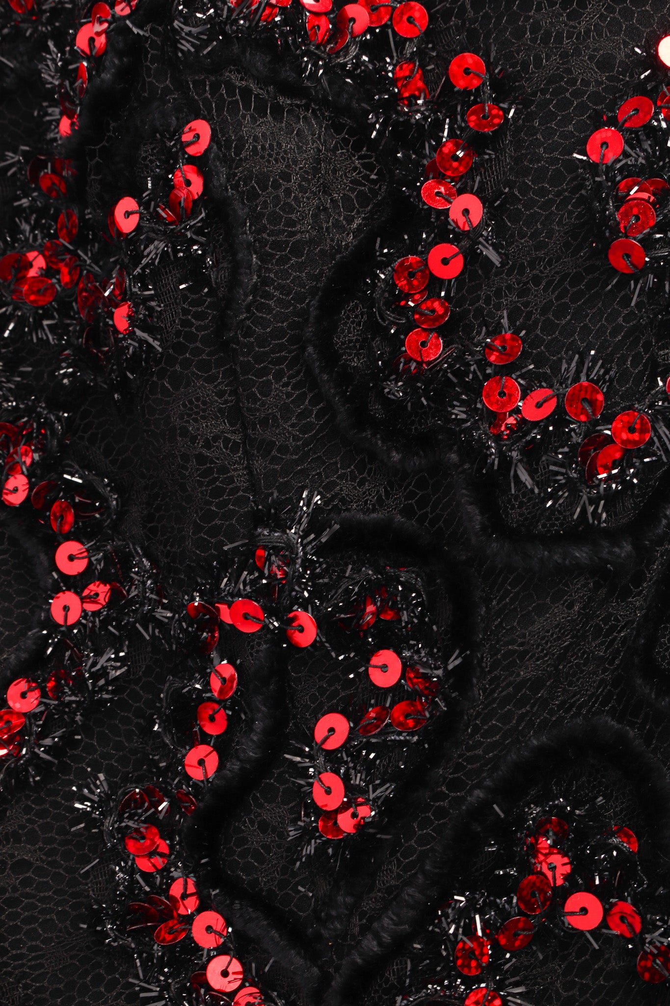 Vintage Yves Saint Laurent Sweetheart Sequin Lace Velvet Gown bodice detail @ Recess LA