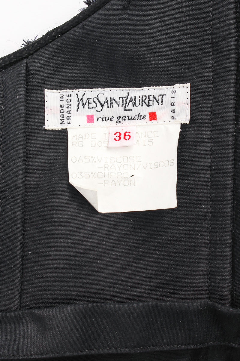 Vintage Yves Saint Laurent Sweetheart Sequin Lace Velvet Gown tag @ Recess LA