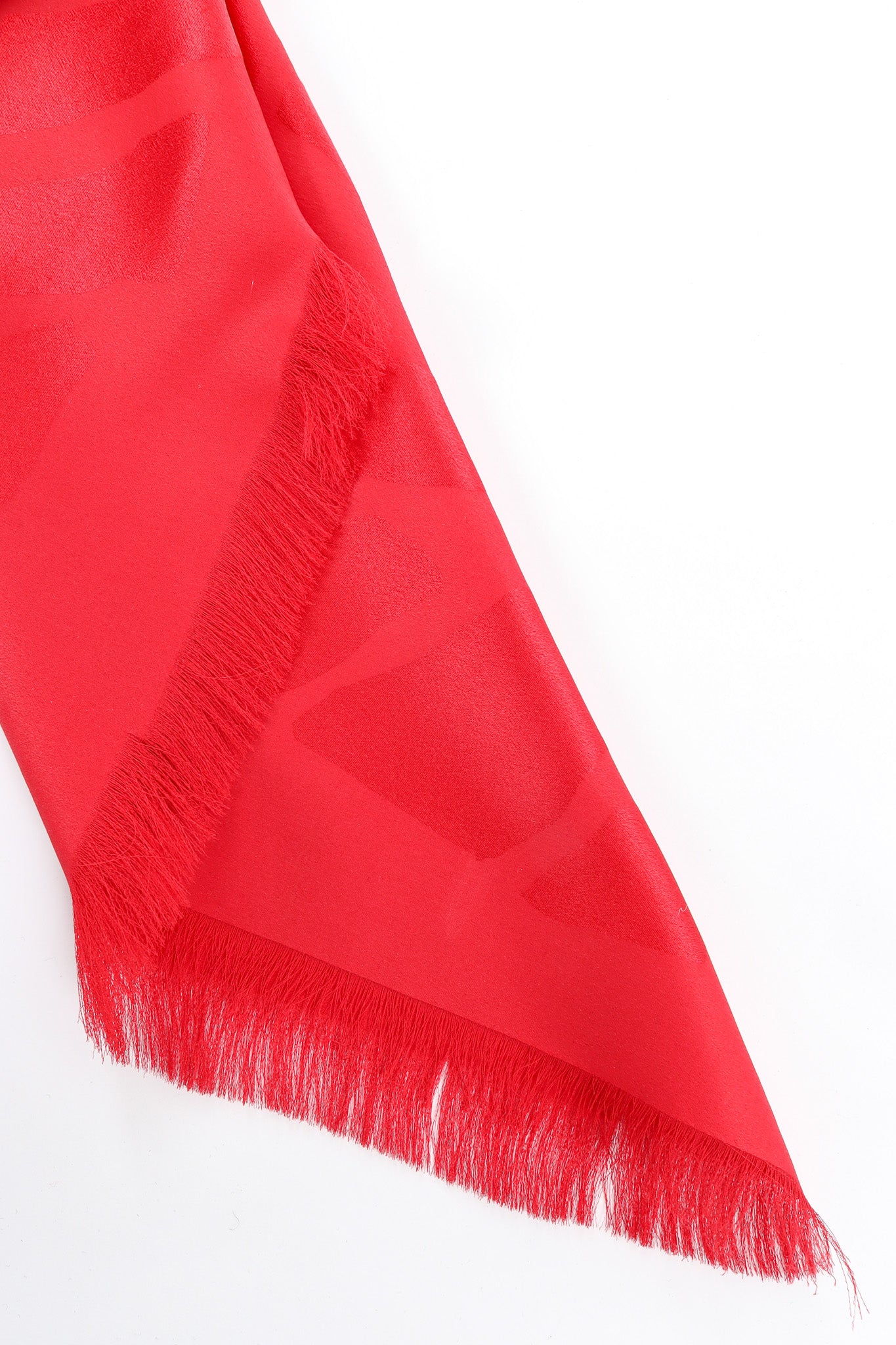 Vintage Saint Laurent Geo Shape Print Silk Scarf frayed fringe ends @ Recess LA