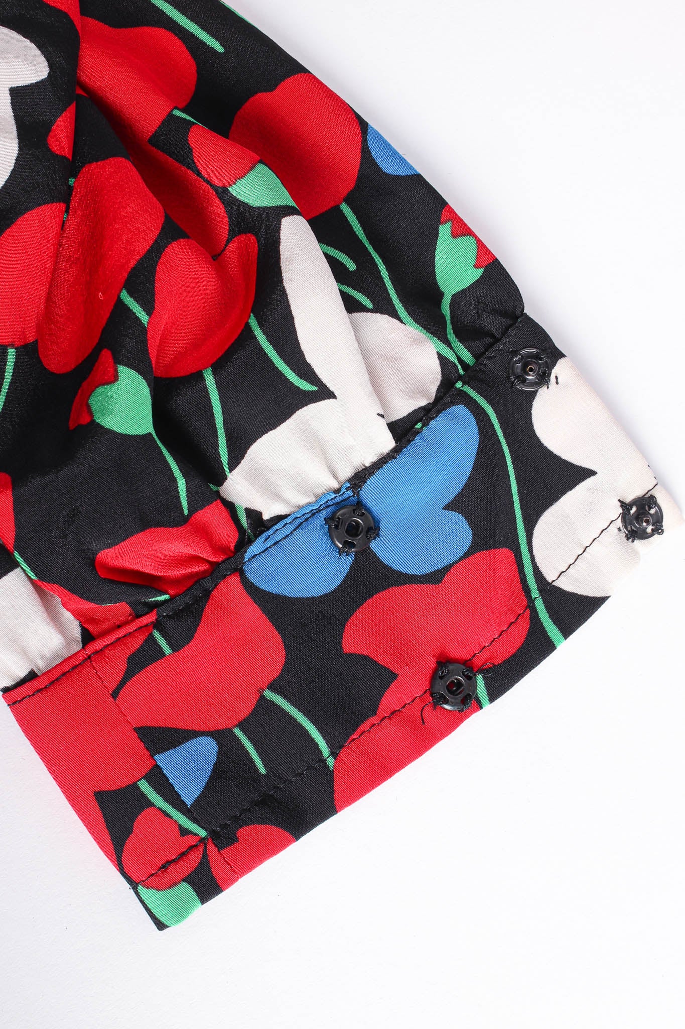 Vintage Yves Saint Laurent Poppy & Butterflies Top snap button sleeves@ Recess LA