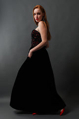 Vintage Yves Saint Laurent Sweetheart Sequin Lace Velvet Gown on model Emily @ Recess LA