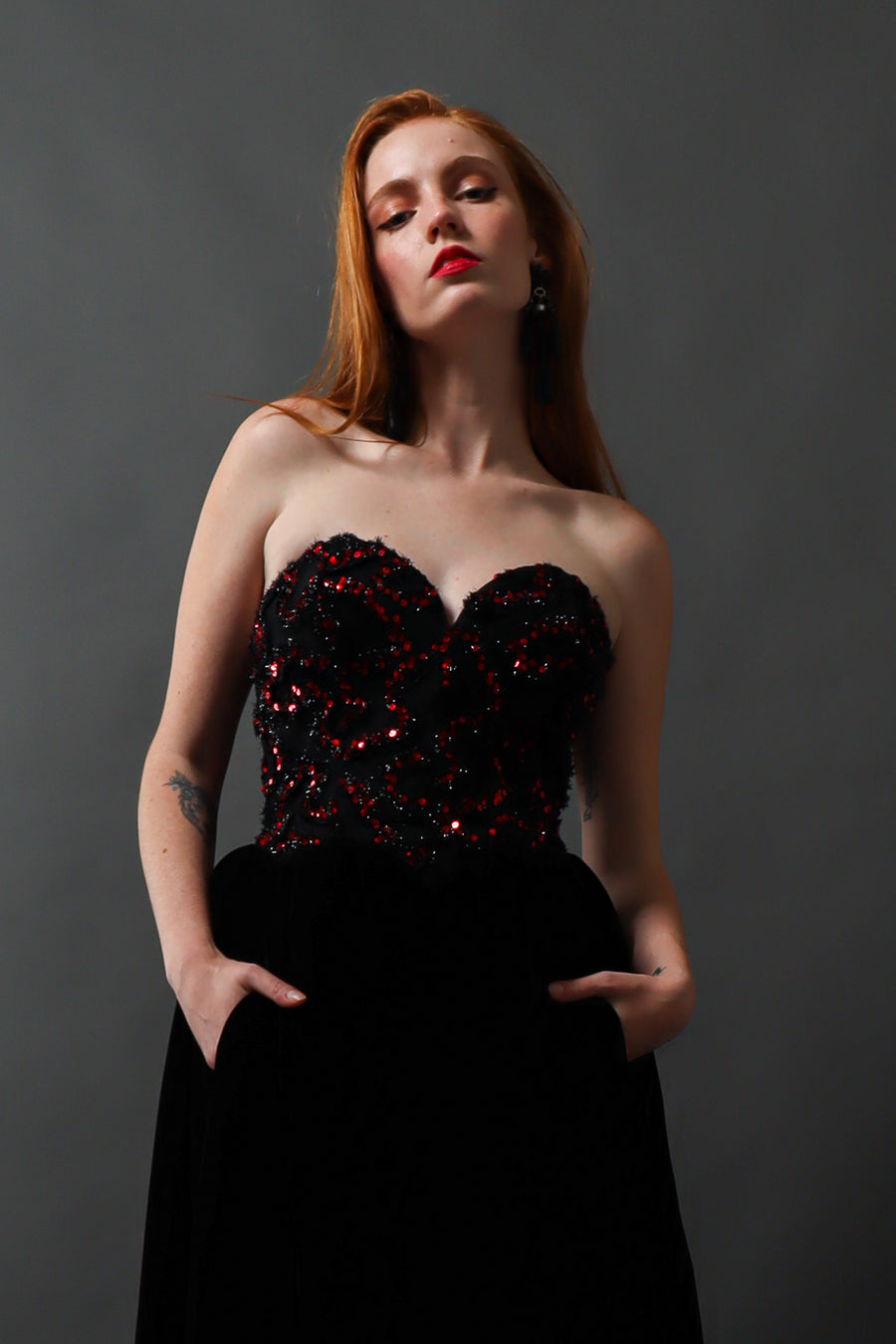 Vintage Yves Saint Laurent Sweetheart Sequin Lace Velvet Gown – Recess
