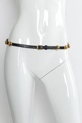 Vintage YSL Saint Laurent Circular Dome Leather Belt mannequin hip @ Recess Los Angeles