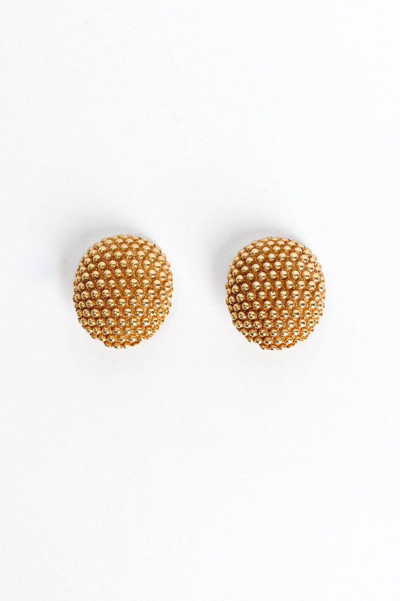 Vintage Yves Saint Laurent Studded Oval Dome Earrings front @ Recess LA