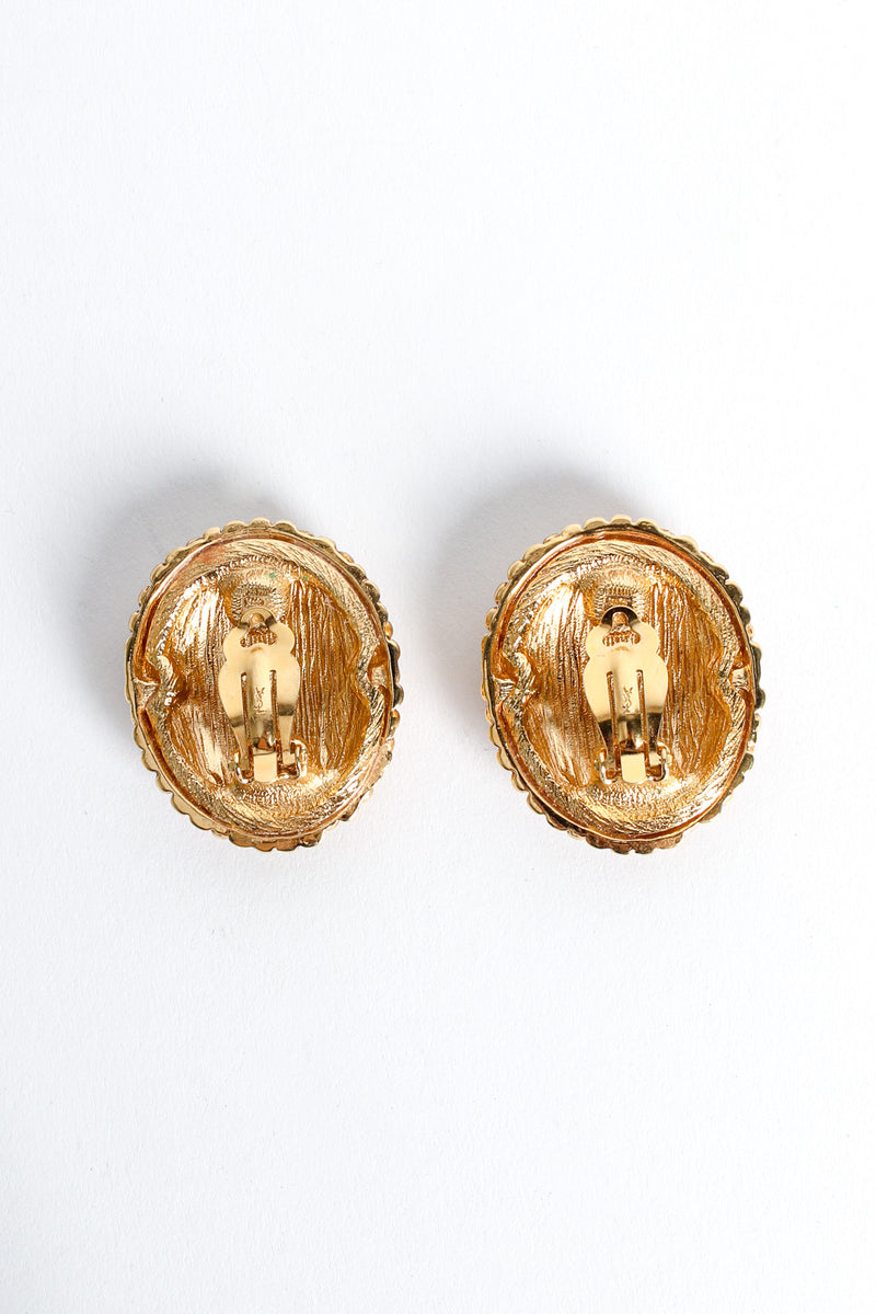 Vintage Yves Saint Laurent Studded Oval Dome Earrings back @ Recess LA