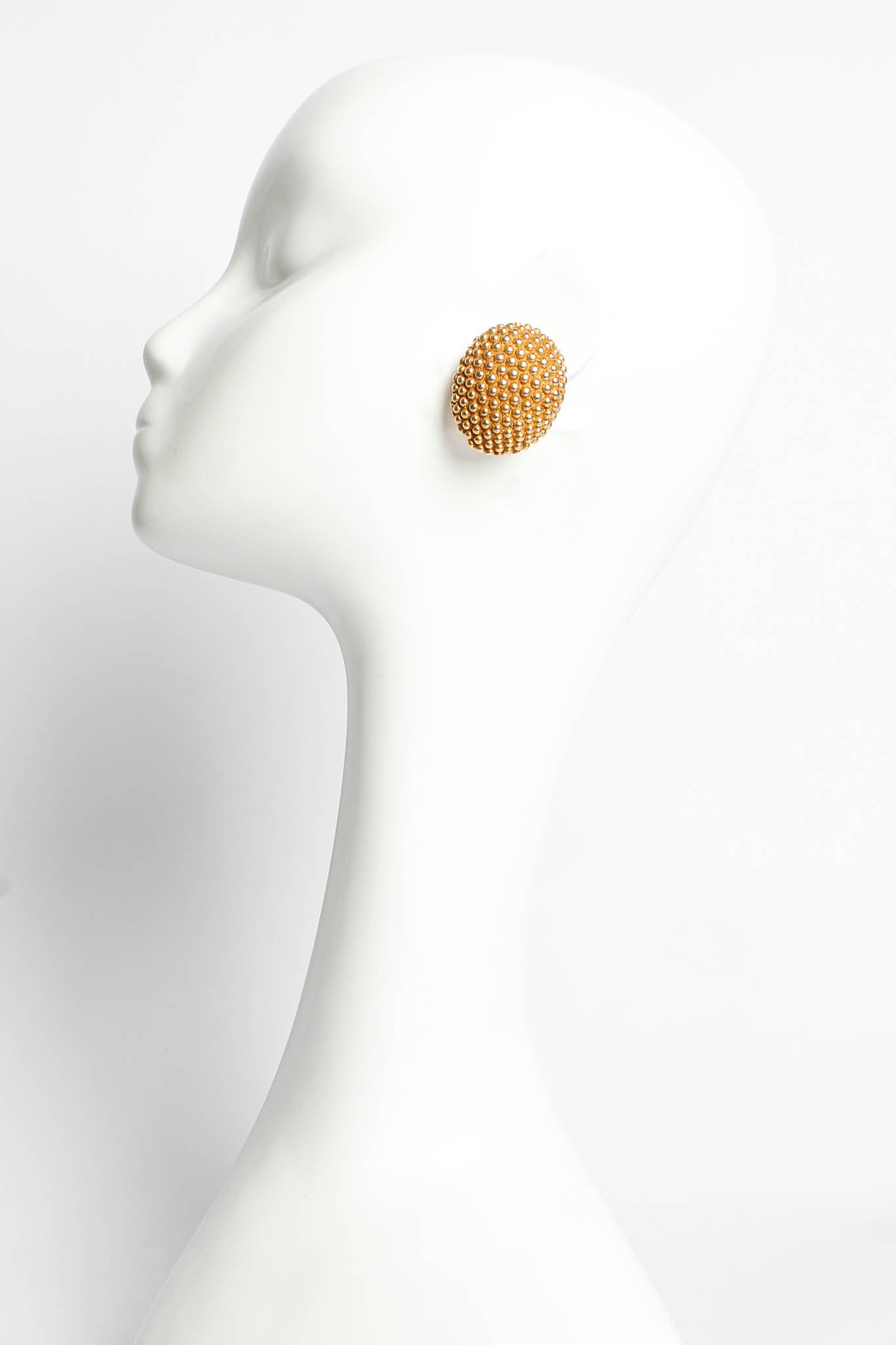 Vintage Yves Saint Laurent Studded Oval Dome Earrings on mannequin @ Recess LA