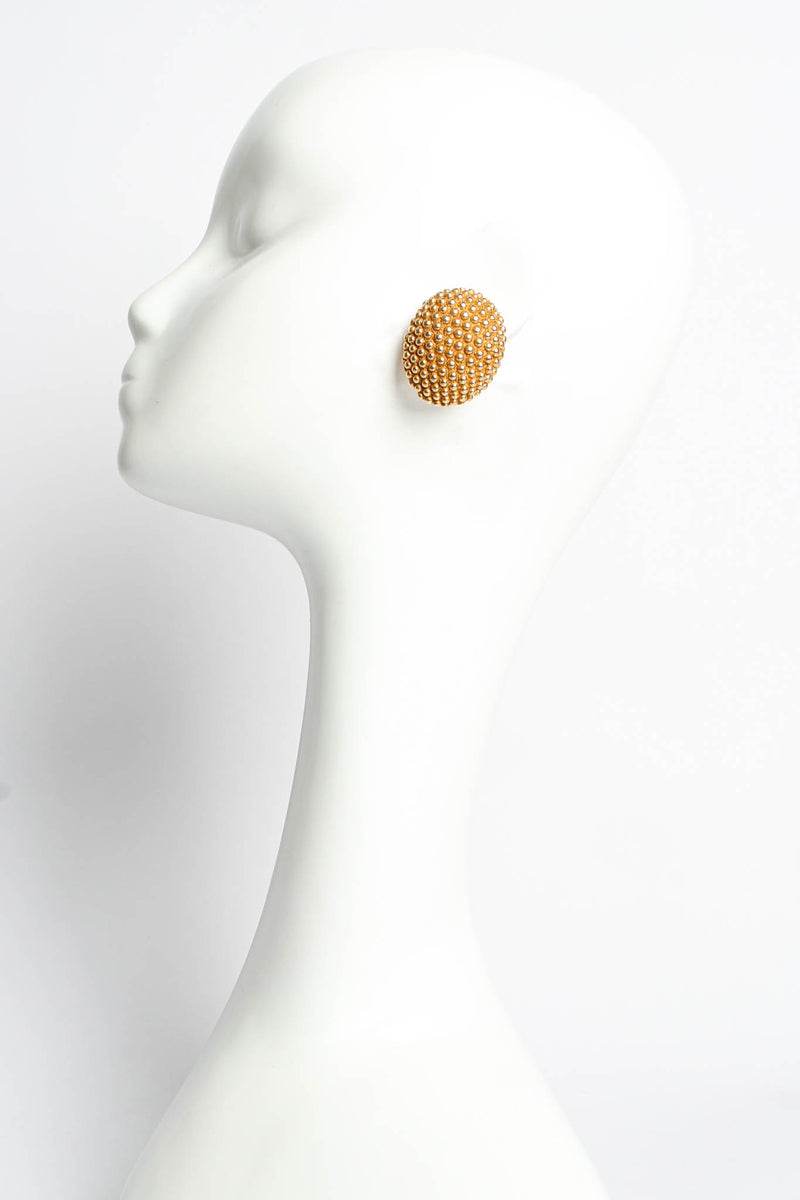 Vintage Yves Saint Laurent Studded Oval Dome Earrings on mannequin @ Recess LA