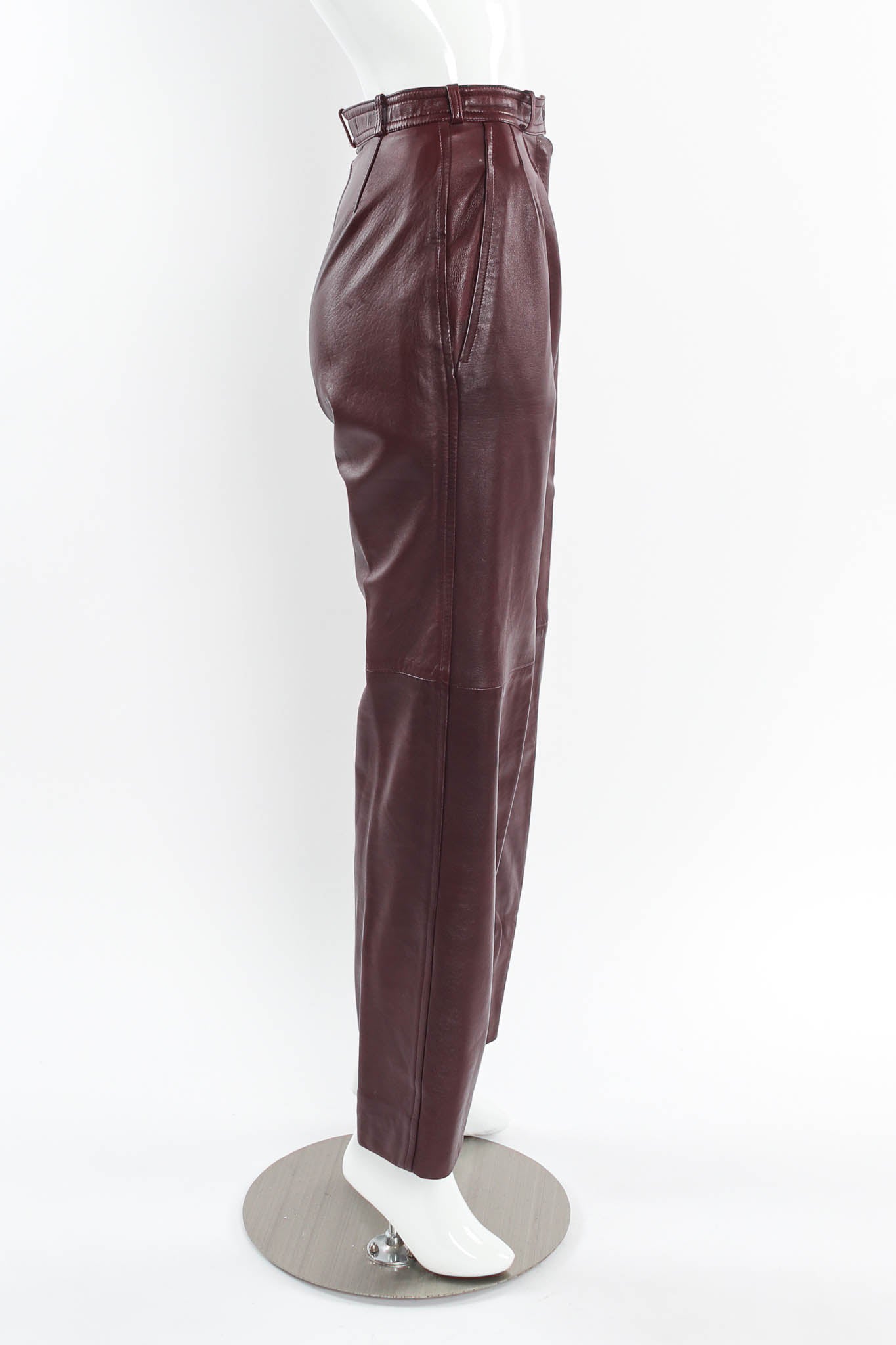 Vintage Saint Laurent Oxblood Lambskin Leather Pant mannequin side @ Recess LA