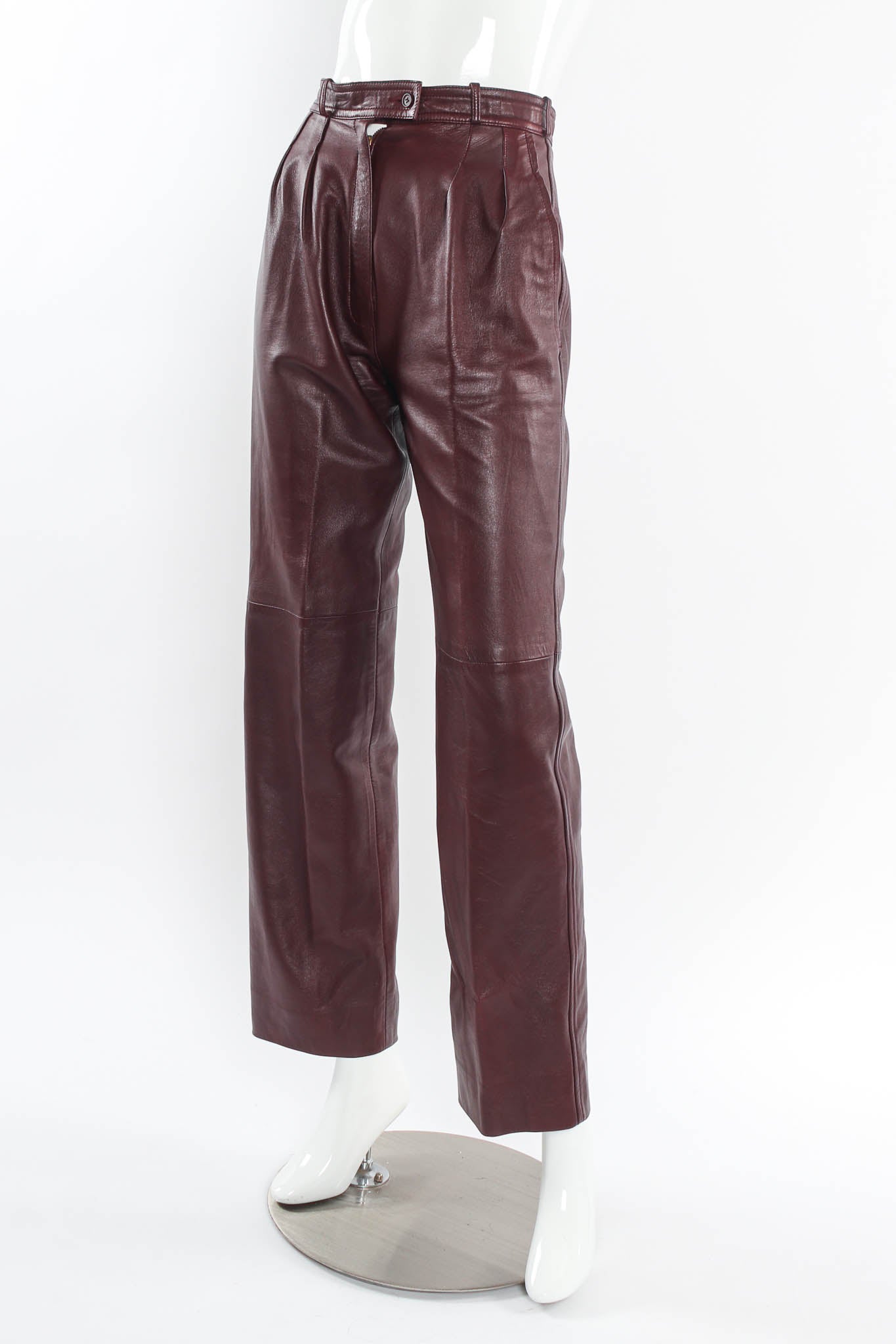 Vintage Saint Laurent Oxblood Lambskin Leather Pant mannequin front angle @ Recess LA