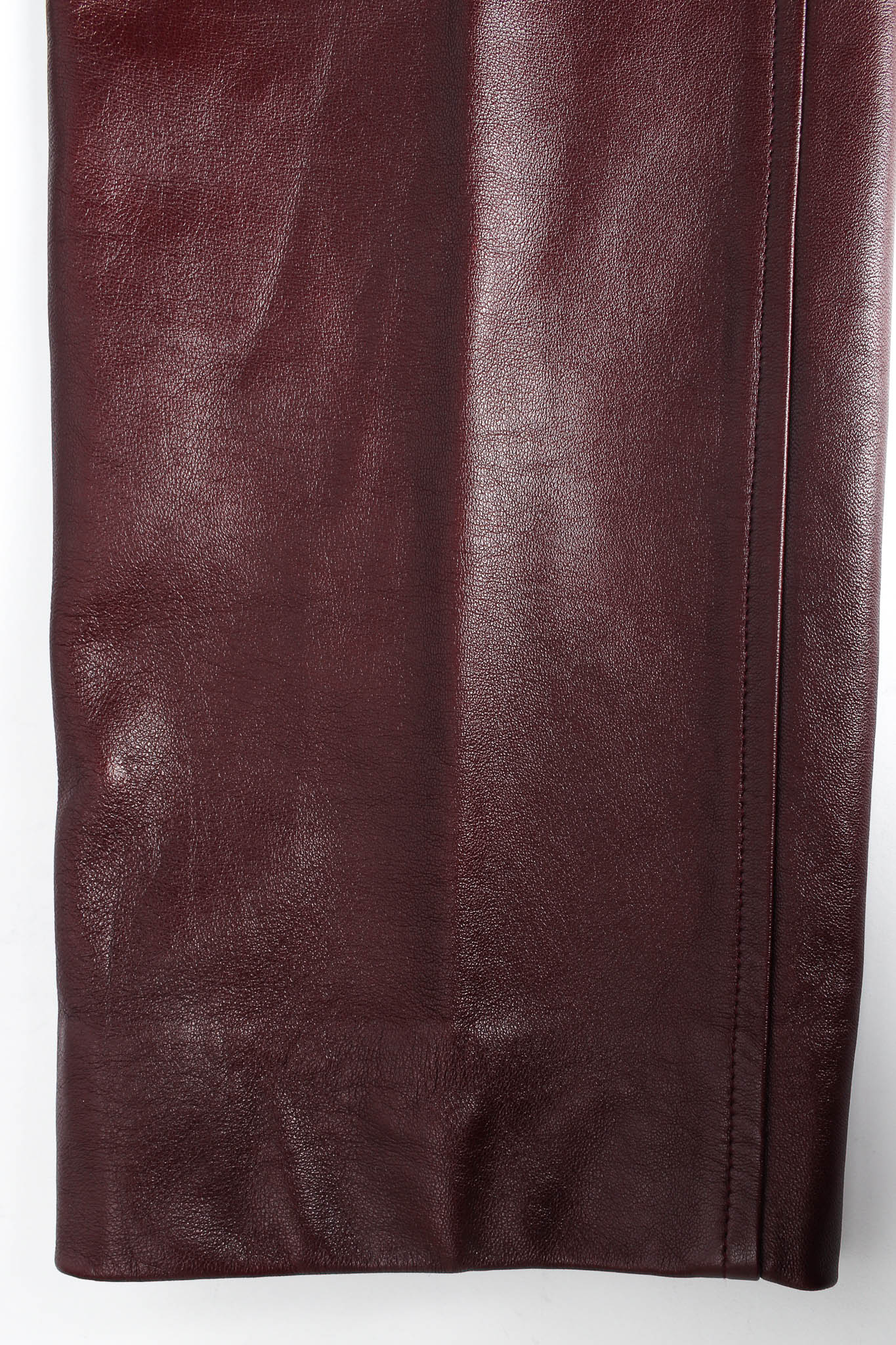Vintage Saint Laurent Oxblood Lambskin Leather Pant leg hem @ Recess LA