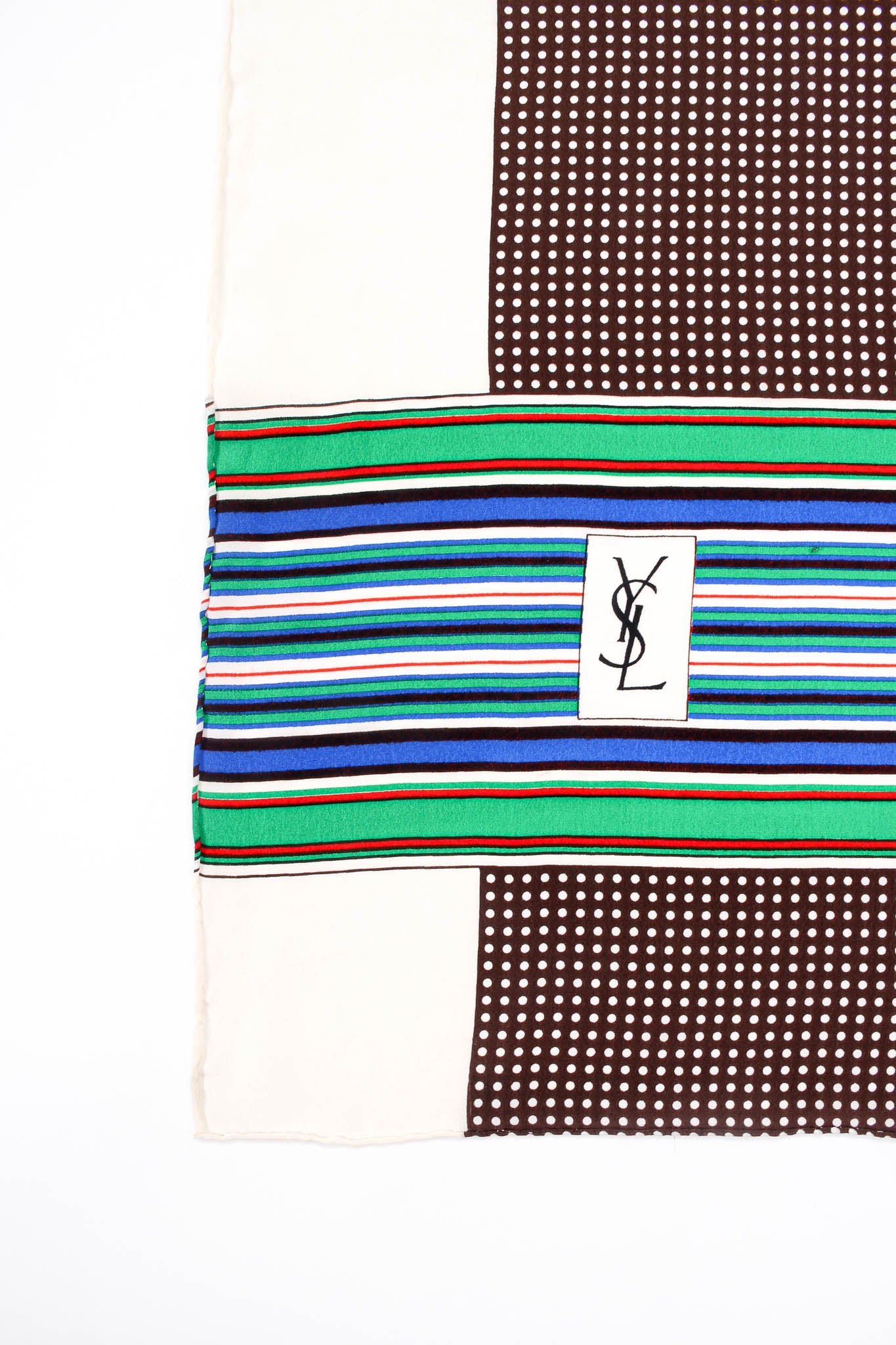 Vintage YSL Polkadot & Stripe Print Scarf at Recess Los Angeles