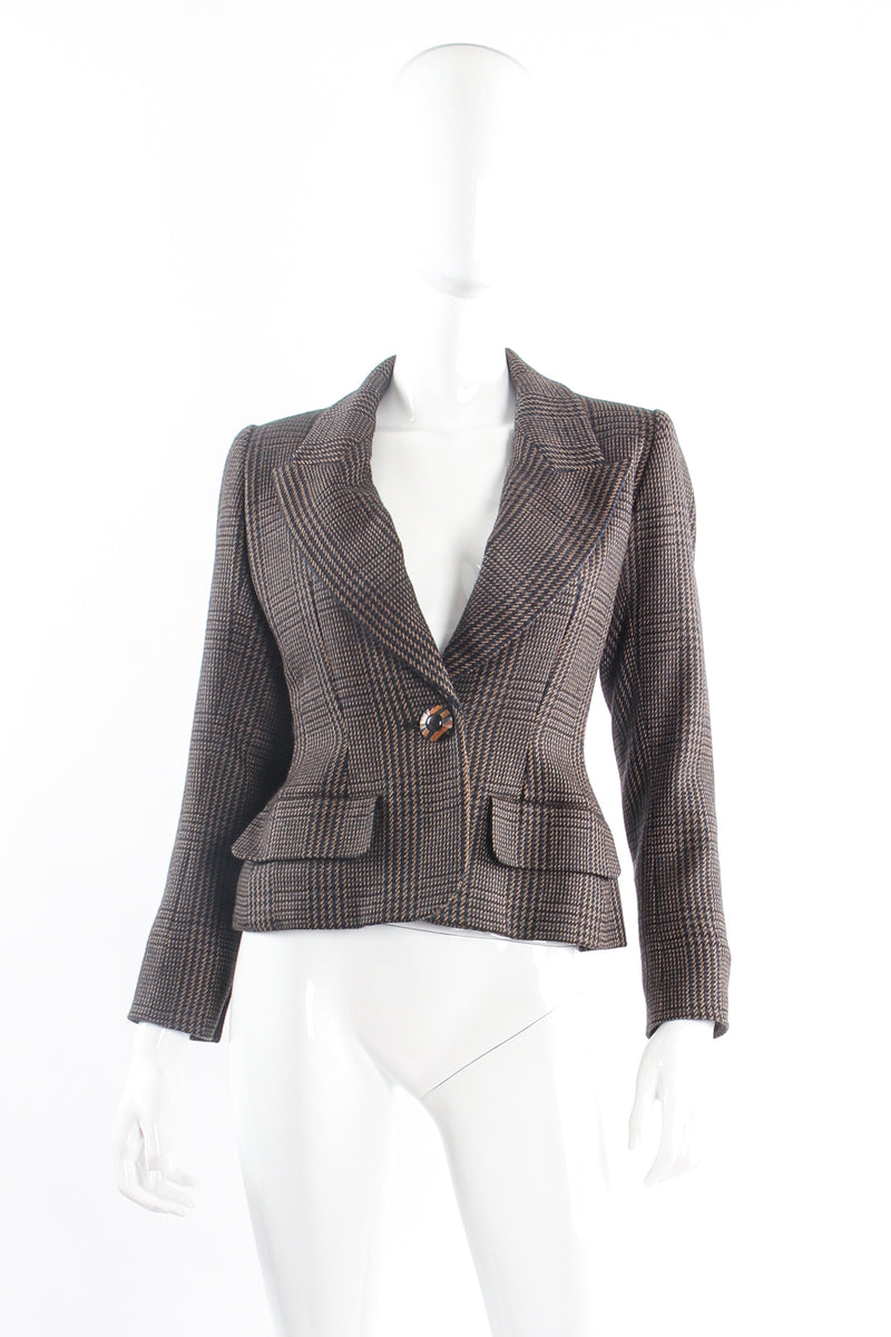 Vintage Yves Saint Laurent YSL Shrunken Tweed Jacket on Mannequin front at Recess Los Angeles