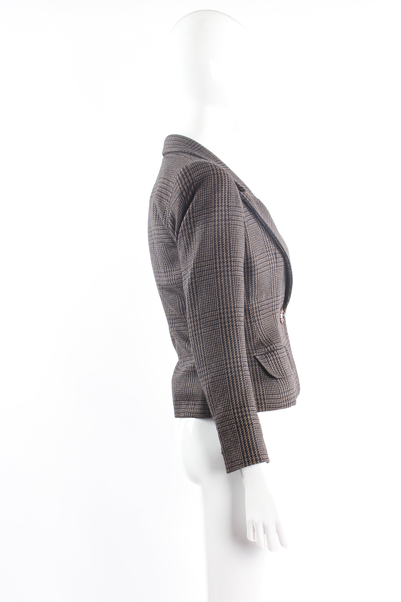 Vintage Yves Saint Laurent YSL Shrunken Tweed Jacket on Mannequin side at Recess Los Angeles