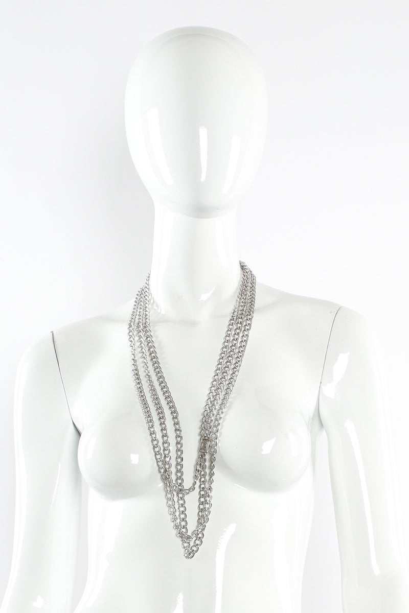 Vintage Yves Saint Laurent Signed Elongated Curb Necklace on mannequin layered @ Recess LA