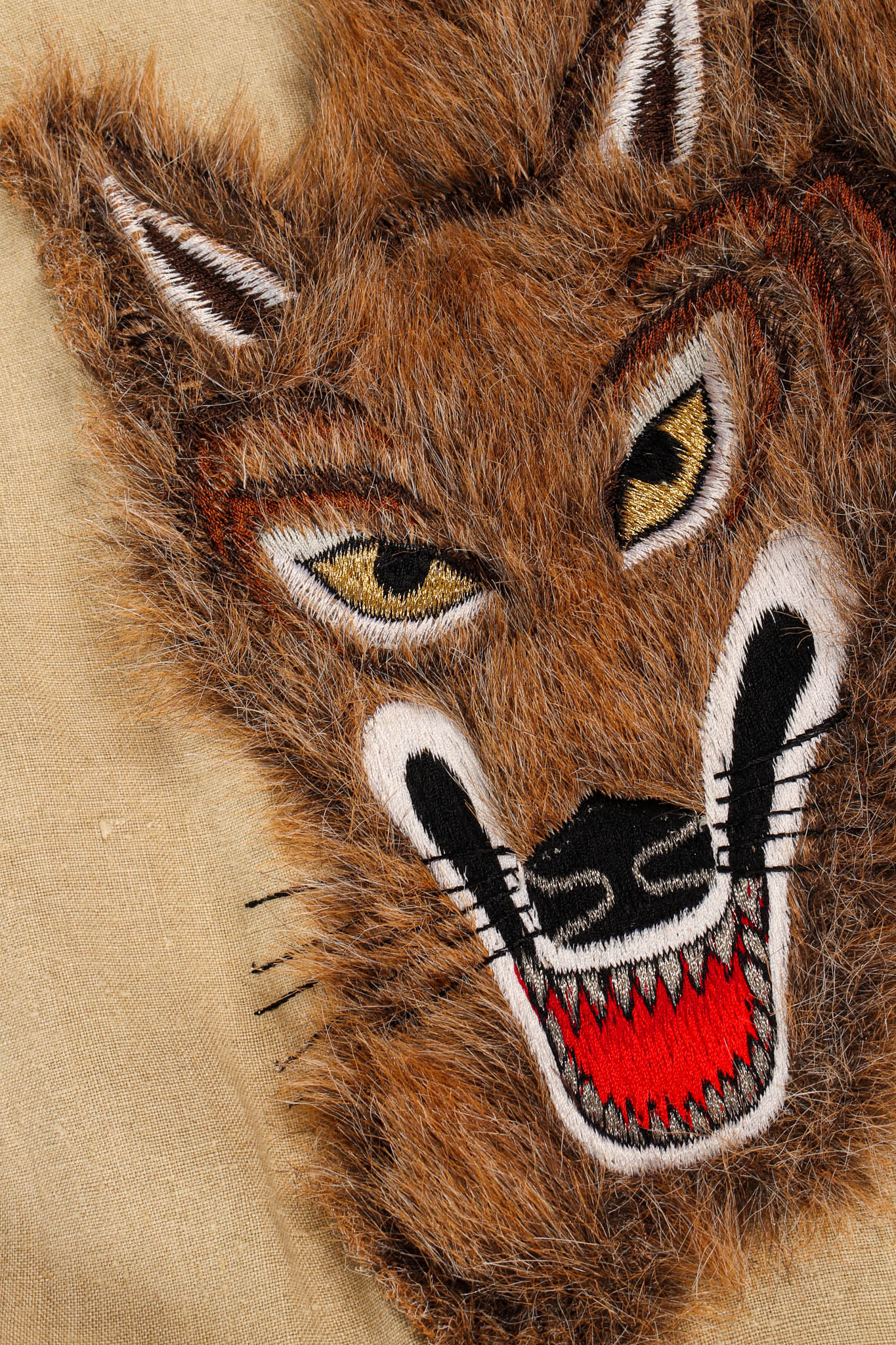 Vintage 1981 Kansai Yamamoto Wolf Duster Linen Vest wolf details @ Recess LA