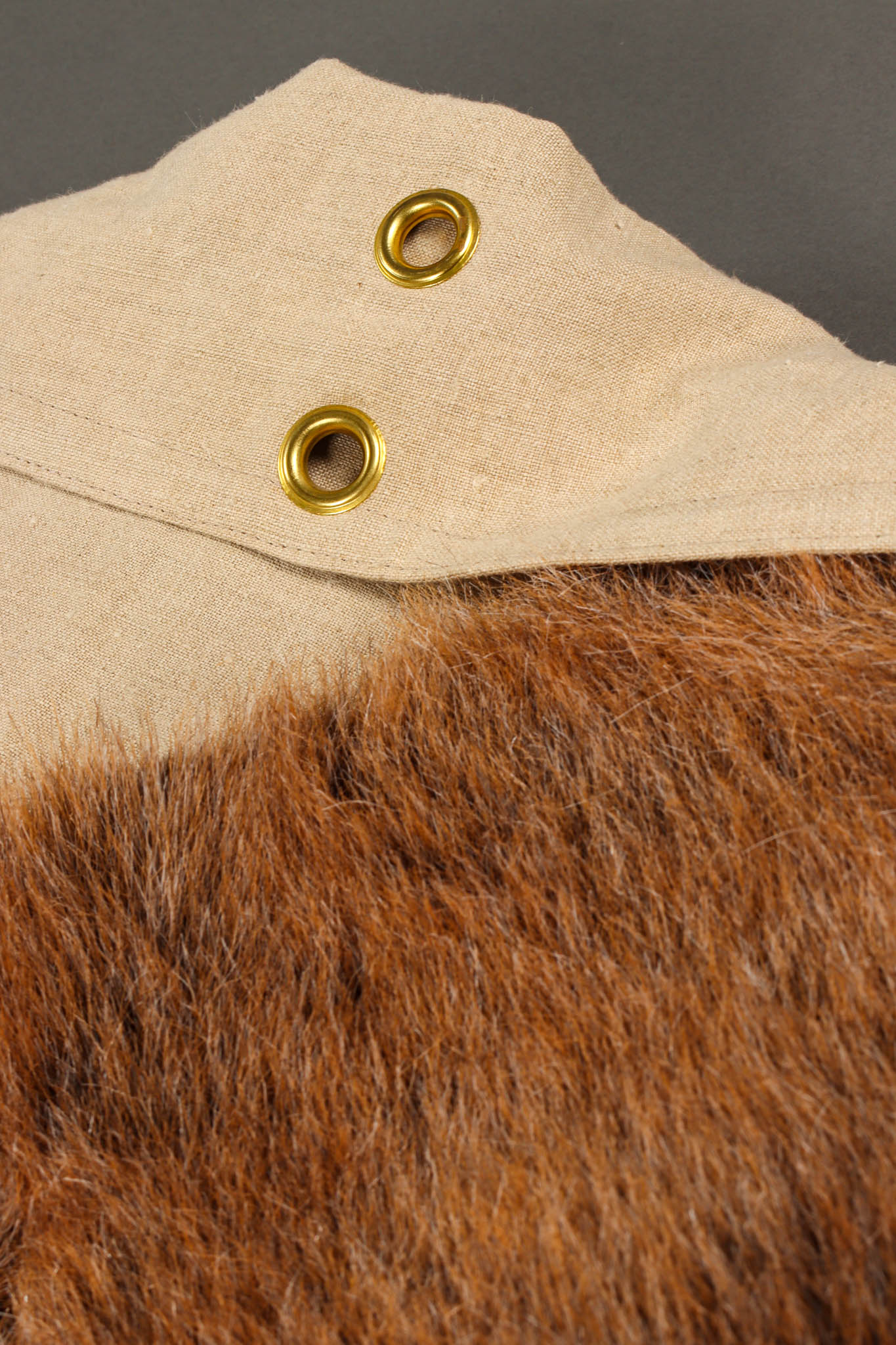 Vintage 1981 Kansai Yamamoto Wolf Duster Linen Vest fur/eyelets close @ Recess LA