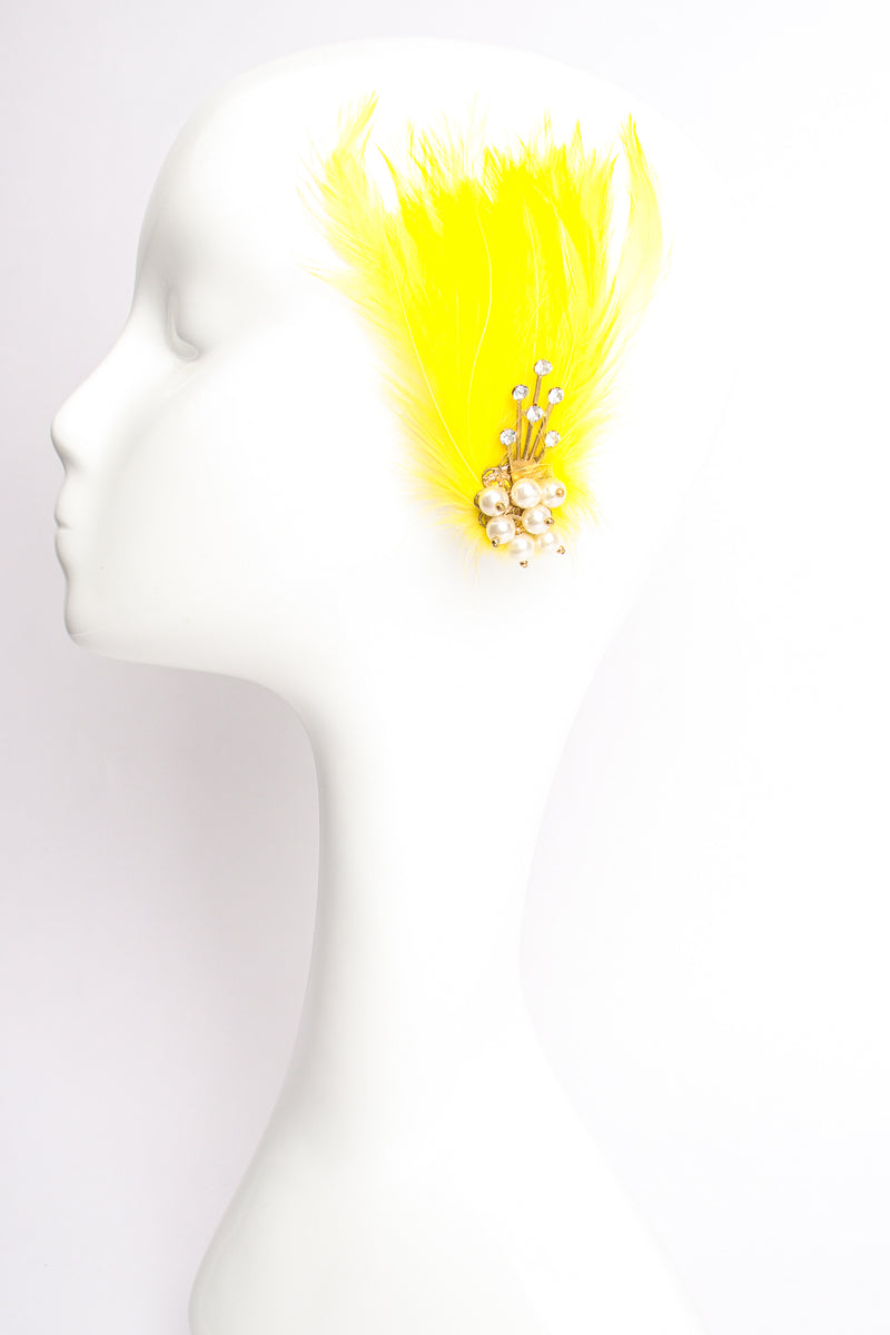 Vintage Les Folies Feather Fan Earrings on Mannequin at Recess Los Angeles