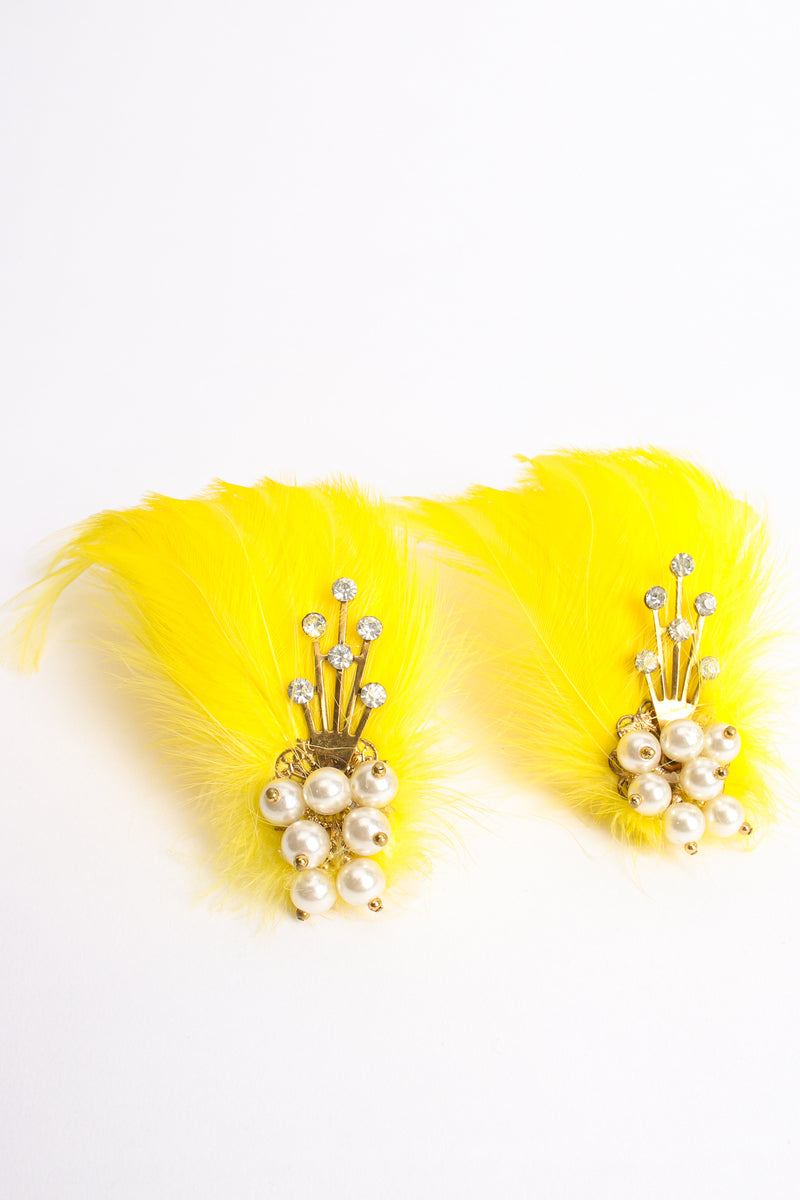 Vintage Les Folies Feather Fan Earrings at Recess Los Angeles