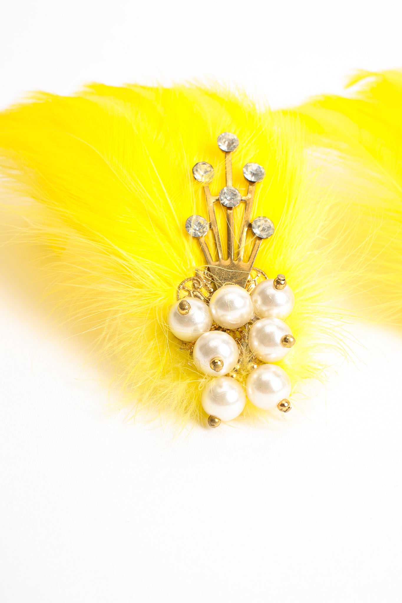 Vintage Les Folies Feather Fan Earrings detail at Recess Los Angeles