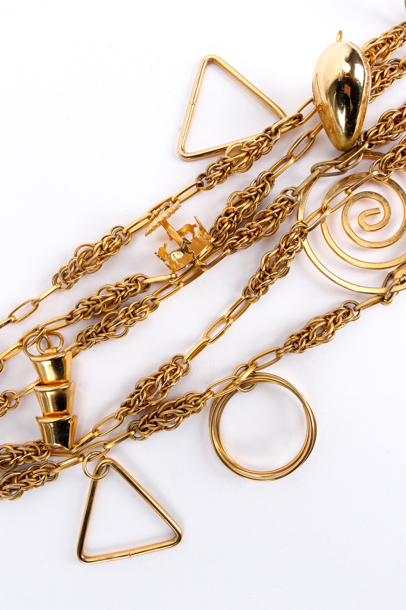 Vintage Yohai Mixed Geo Charm Necklace charm/chain close up @ Recess LA
