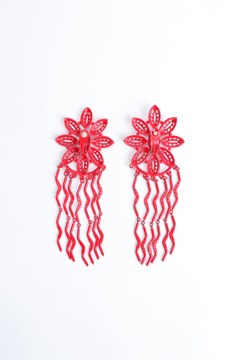 Vintage Yohai Red Flower Fringe Earring Backside at Recess Los Angeles