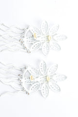 Vintage Yohai White Flower Fringe Earring clip back at Recess Los Angeles