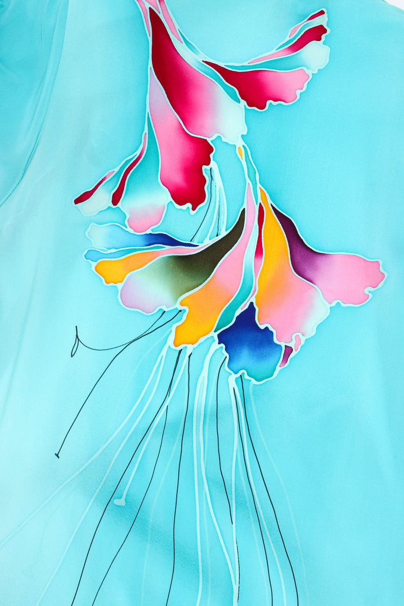 Vintage Yolanda Lorente Floral Hand Painted Silk Kimono Duster print detail @ Recess LA
