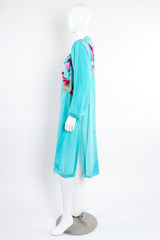 Vintage Yolanda Lorente Floral Hand Painted Silk Kimono Robe Duster on Mannequin side 2 @ Recess LA