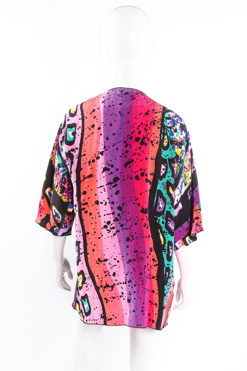 Vintage Yolanda Lorente Hand Painted Splatter Grafitti Silk Jacket on mannequin back at Recess LA