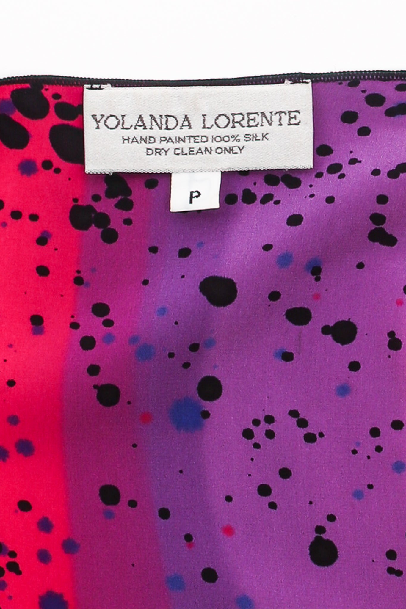 Vintage Yolanda Lorente Hand Painted Splatter Grafitti Silk Jacket label at Recess LA