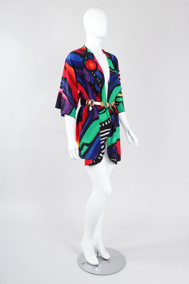 Recess Los Angeles Vintage Yolanda Lorente Abstract Hand Painted Silk Jacket