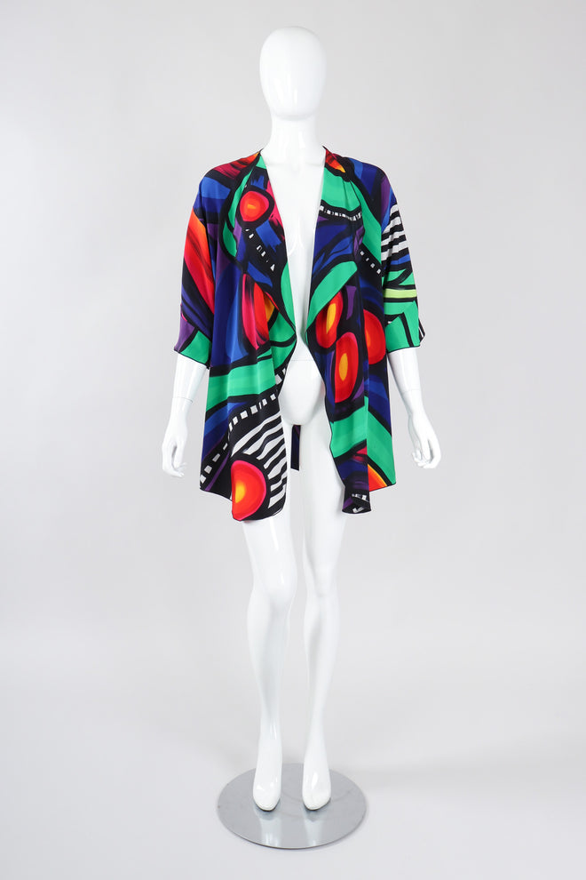 Recess Los Angeles Vintage Yolanda Lorente Abstract Hand Painted Silk Jacket