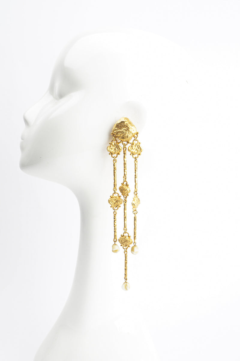 Vintage Yosca XL Gold Nugget Drop Earrings on Mannequin at Recess Los Angeles