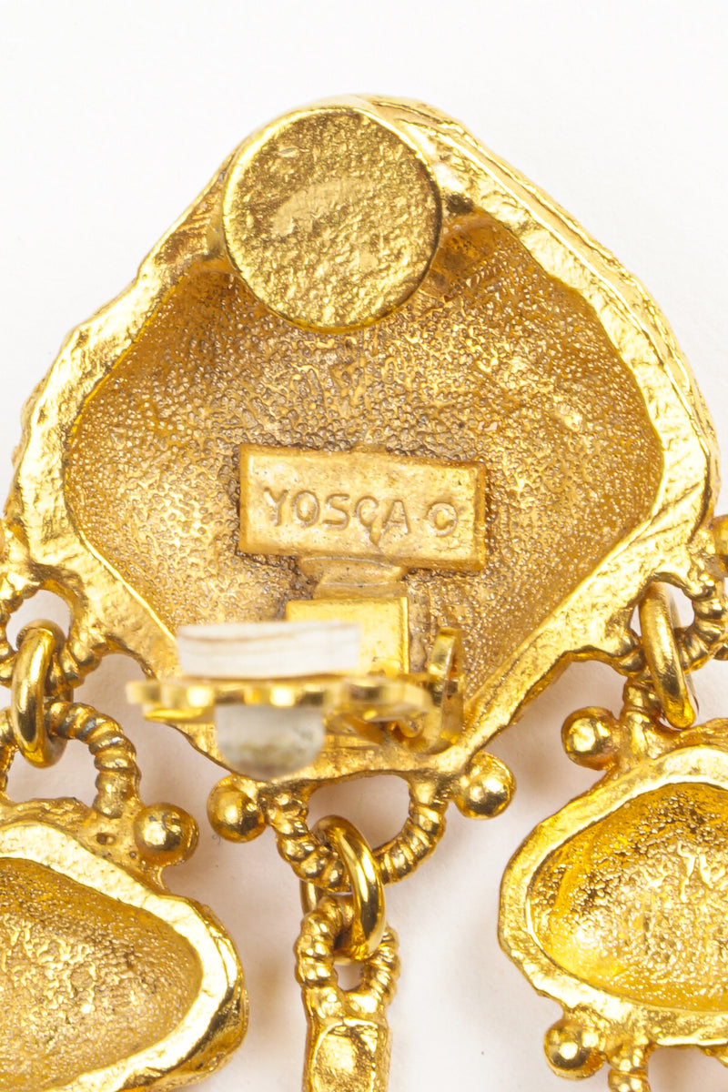 Vintage Yosca XL Gold Nugget Drop Earrings signature cartouche at Recess Los Angeles
