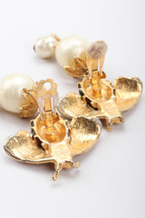 Recess Los Angeles Vintage Yosca Bee Pearl Drop Earrings Yellow Enameled Body Dotted Rhinestone Wings 