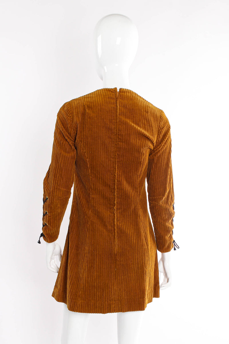 Vintage Young Edwardian Lace-Up Corduroy Dress on mannequin back at Recess Los Angeles