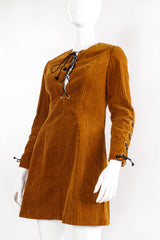 Vintage Young Edwardian Lace-Up Corduroy Dress on mannequin at Recess Los Angeles