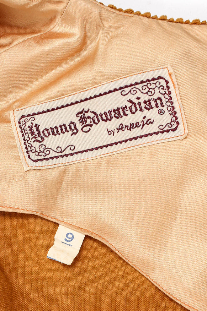 Vintage Young Edwardian Lace-Up Corduroy Dress label at Recess Los Angeles