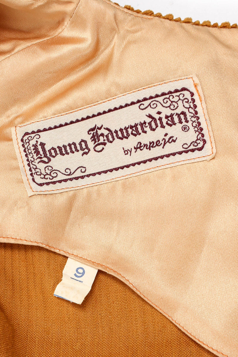 Vintage Young Edwardian Lace-Up Corduroy Dress label at Recess Los Angeles