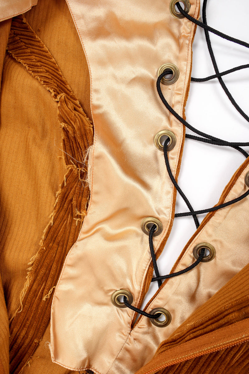 Vintage Young Edwardian Lace-Up Corduroy Dress lace up detail at Recess Los Angeles
